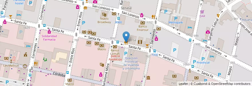 Mapa de ubicacion de Lo mejor del centro en Argentina, Santa Fe, Departamento Rosario, Municipio De Rosario, Rosario.