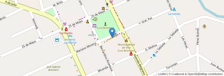 Mapa de ubicacion de Lo Nuestro en Arjantin, Córdoba, Departamento San Alberto, Villa Cura Brochero, Pedanía Tránsito, Municipio De Villa Cura Brocheroa.