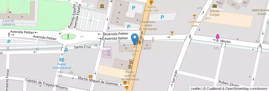 Mapa de ubicacion de Lobby Bar en 阿根廷, 智利, Mendoza, Departamento Capital, Sección 2ª Barrio Cívico, Ciudad De Mendoza.