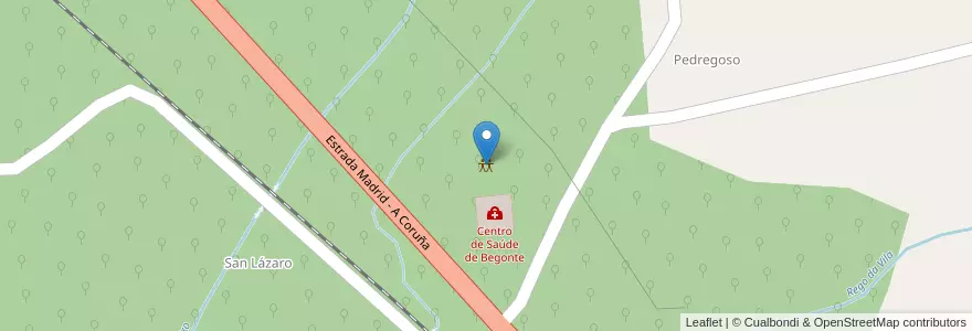 Mapa de ubicacion de Local Social Begonte\Aula da Natureza en 스페인, Galicia / Galiza, Lugo, Terra Chá, Begonte.