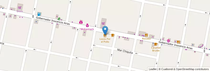 Mapa de ubicacion de Locos Por el Pollo en Arjantin, Buenos Aires, Partido De Morón, Castelar.