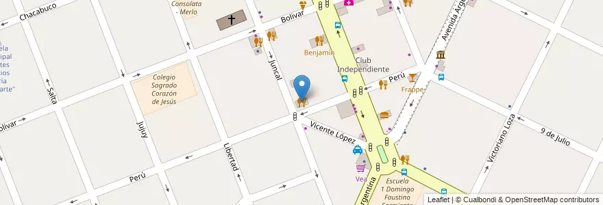 Mapa de ubicacion de Locos X La Pizza en 阿根廷, 布宜诺斯艾利斯省, Partido De Merlo, Merlo.