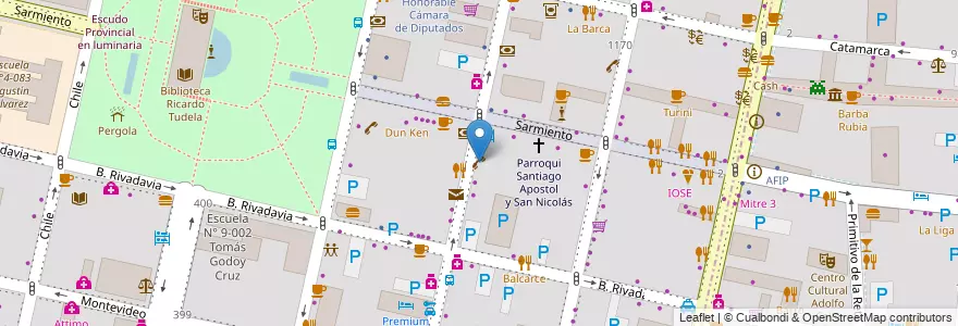Mapa de ubicacion de Locutorio en アルゼンチン, チリ, メンドーサ州, Departamento Capital, Ciudad De Mendoza.