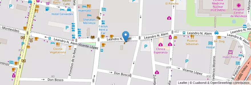 Mapa de ubicacion de Locutorio en آرژانتین, شیلی, Mendoza, Departamento Capital, Ciudad De Mendoza, Sección 3ª Parque O'Higgins.
