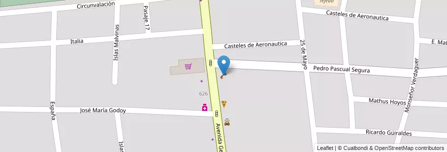 Mapa de ubicacion de Locutorio en Arjantin, Şili, Mendoza, Departamento Las Heras.