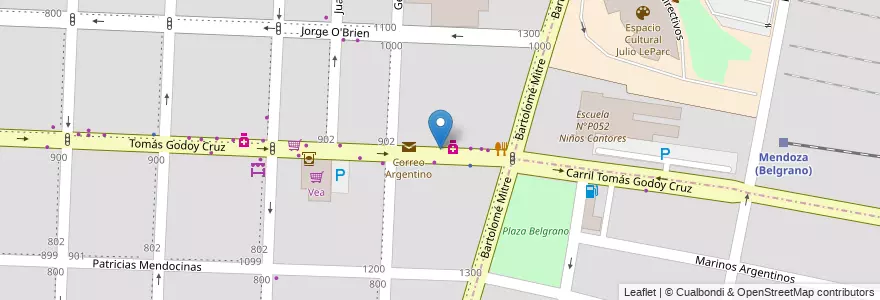 Mapa de ubicacion de Locutorio en الأرجنتين, تشيلي, Mendoza, Departamento Guaymallén, Distrito San José.