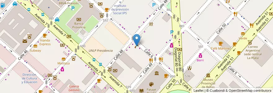 Mapa de ubicacion de Locutorio, Casco Urbano en アルゼンチン, ブエノスアイレス州, Partido De La Plata, La Plata.