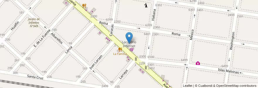 Mapa de ubicacion de Locutorio Internet en Argentinië, Buenos Aires, Partido De La Matanza, Isidro Casanova.