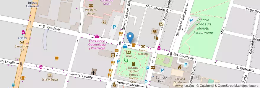 Mapa de ubicacion de Locutorio & Kiosco en Argentinië, Chili, Mendoza, Godoy Cruz, Departamento Godoy Cruz, Distrito Ciudad De Godoy Cruz.