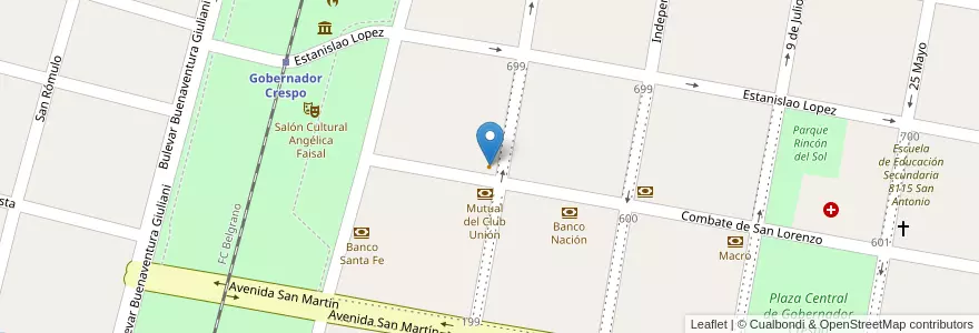Mapa de ubicacion de Loft Cocktail Bar en 阿根廷, Santa Fe, Departamento San Justo, Municipio De Gobernador Crespo.