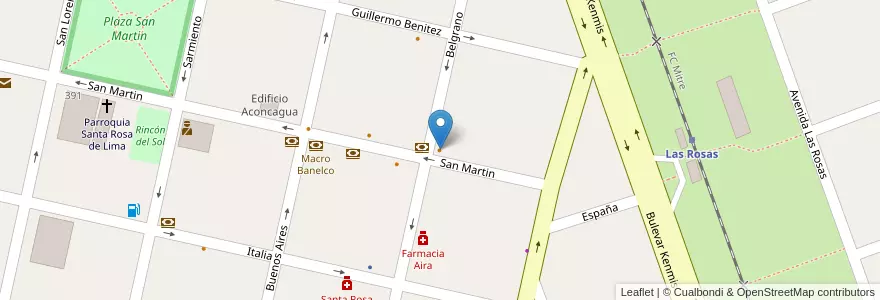 Mapa de ubicacion de Loft en Аргентина, Санта-Фе, Departamento Belgrano, Municipio De Las Rosas.