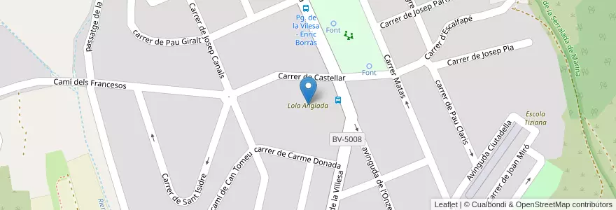 Mapa de ubicacion de Lola Anglada en Sepanyol, Catalunya, Barcelona, Maresme, Tiana.