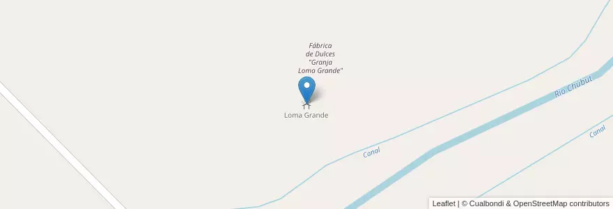 Mapa de ubicacion de Loma Grande en Argentine, Chubut, Trelew, Departamento Rawson.