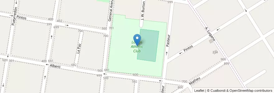 Mapa de ubicacion de Lomas Athletic Club en アルゼンチン, ブエノスアイレス州, Partido De Lomas De Zamora, Lomas De Zamora, Banfield.
