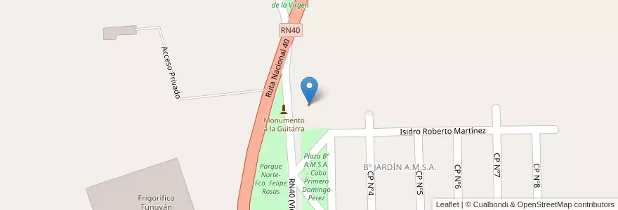 Mapa de ubicacion de Lomitería YACE en Arjantin, Şili, Mendoza, Departamento Tunuyán, Distrito Ciudad De Tunuyán.