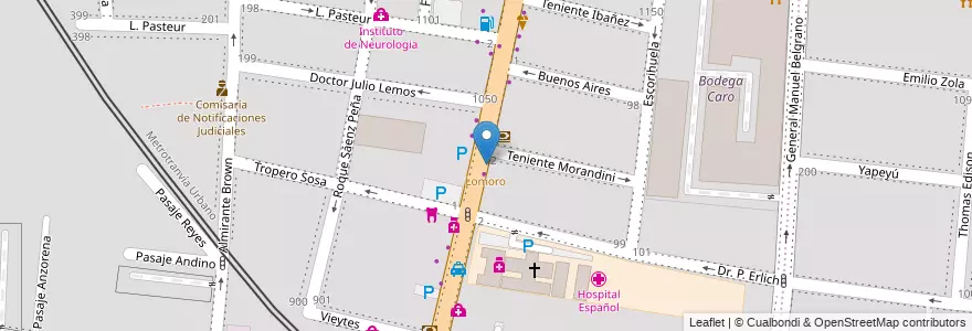 Mapa de ubicacion de Lomoro en Argentina, Chile, Mendoza, Godoy Cruz, Departamento Godoy Cruz, Distrito Ciudad De Godoy Cruz.