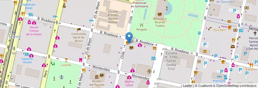 Mapa de ubicacion de Lomoro en Argentina, Cile, Mendoza, Departamento Capital, Sección 2ª Barrio Cívico, Ciudad De Mendoza.