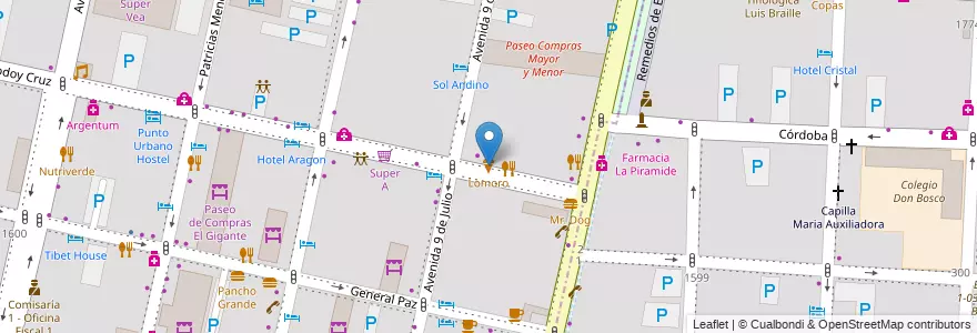Mapa de ubicacion de Lomoro en Argentina, Cile, Mendoza, Departamento Capital, Ciudad De Mendoza.