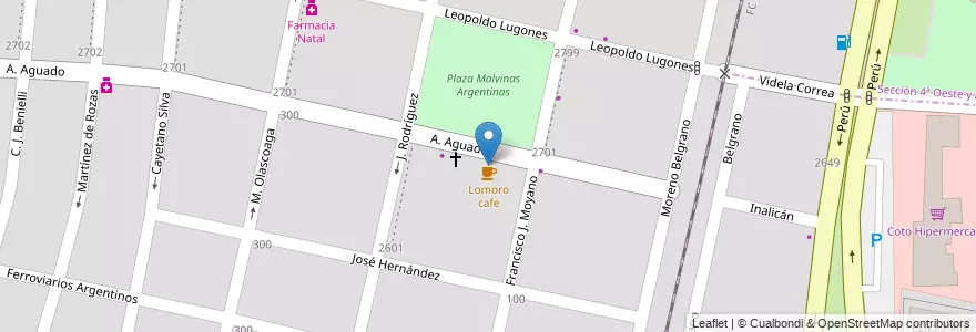 Mapa de ubicacion de Lomoro en Argentine, Chili, Mendoza, Departamento Capital, Ciudad De Mendoza.