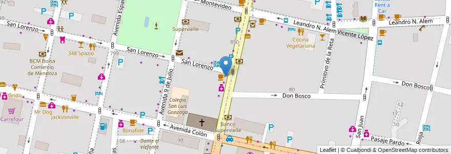 Mapa de ubicacion de Lomoro en Argentina, Chile, Mendoza, Departamento Capital, Sección 2ª Barrio Cívico, Ciudad De Mendoza.