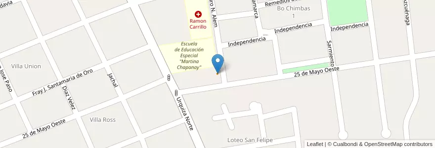 Mapa de ubicacion de Lomoteca en Argentinien, San Juan, Chile, Chimbas.