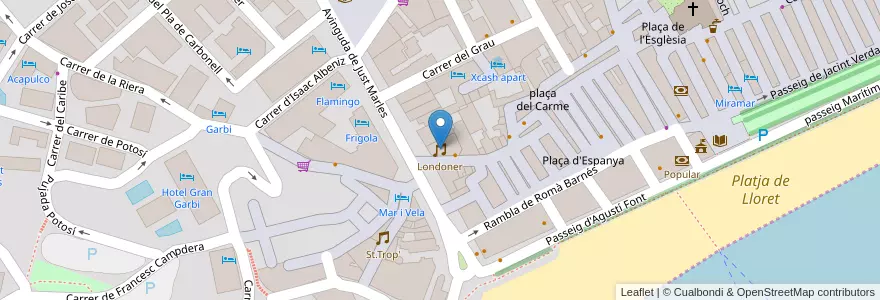 Mapa de ubicacion de Londoner en España, Catalunya, Girona, Selva, Lloret De Mar.