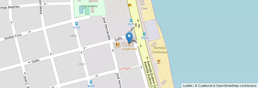 Mapa de ubicacion de LongBoard en アルゼンチン, サンタフェ州, Departamento Rosario, Municipio De Rosario.