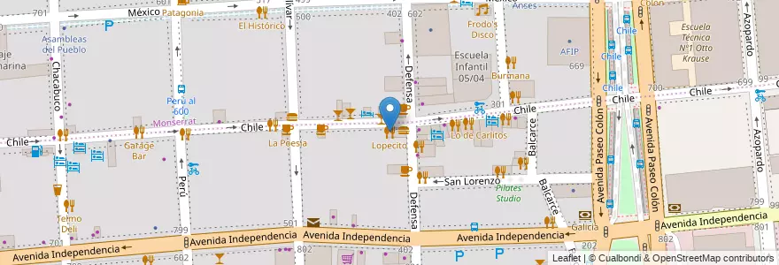 Mapa de ubicacion de Lopecito, San Telmo en Аргентина, Буэнос-Айрес, Comuna 1, Буэнос-Айрес.