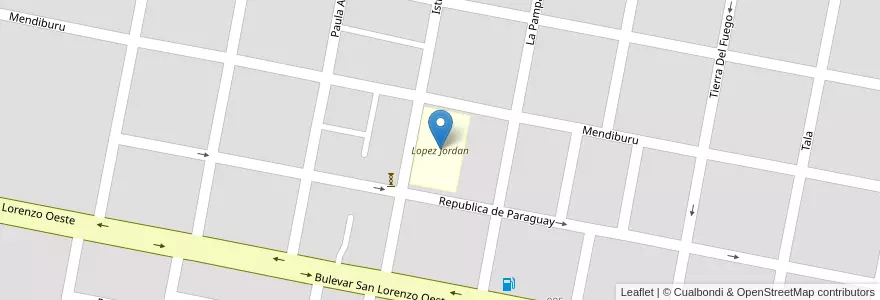 Mapa de ubicacion de Lopez Jordan en 阿根廷, 恩特雷里奥斯省, Departamento Concordia, Distrito Suburbios, Concordia, Concordia.