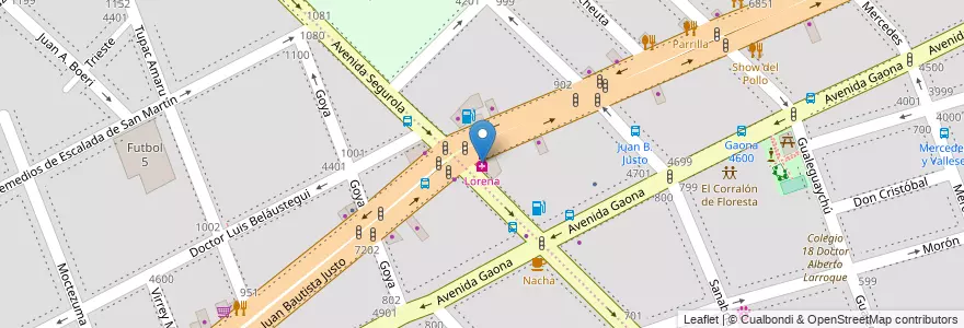 Mapa de ubicacion de Lorena, Floresta en 아르헨티나, Ciudad Autónoma De Buenos Aires, 부에노스아이레스, Comuna 10.