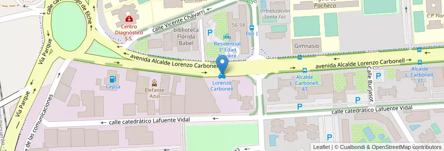 Mapa de ubicacion de Lorenzo Carbonell en Espanha, Comunidade Valenciana, Alacant / Alicante, L'Alacantí, Alacant / Alicante.