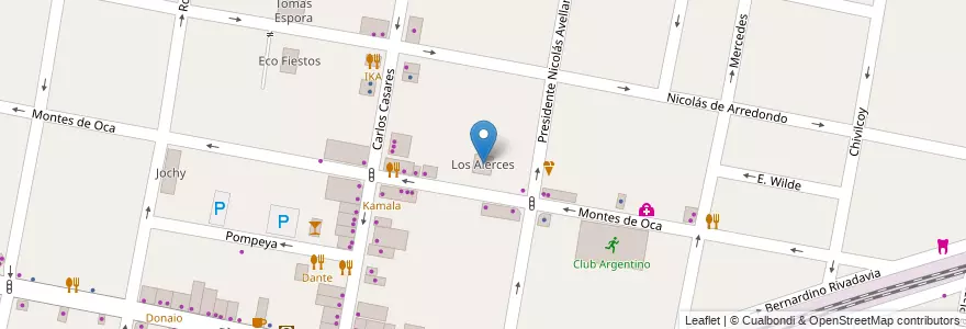 Mapa de ubicacion de Los Alerces en Arjantin, Buenos Aires, Partido De Morón, Castelar.