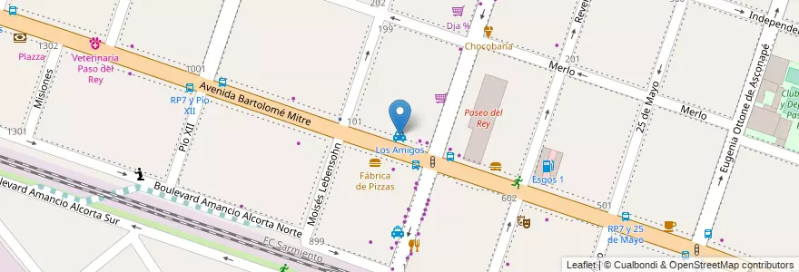 Mapa de ubicacion de Los Amigos en Arjantin, Buenos Aires, Partido De Moreno, Partido De Merlo, Merlo.