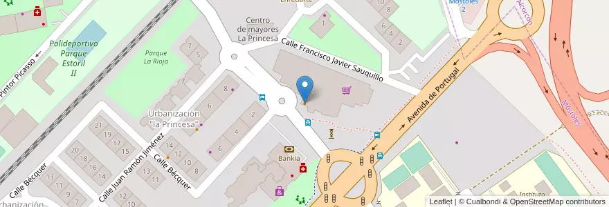 Mapa de ubicacion de Los Amigos en إسبانيا, منطقة مدريد, منطقة مدريد, Área Metropolitana De Madrid Y Corredor Del Henares, موستولس.