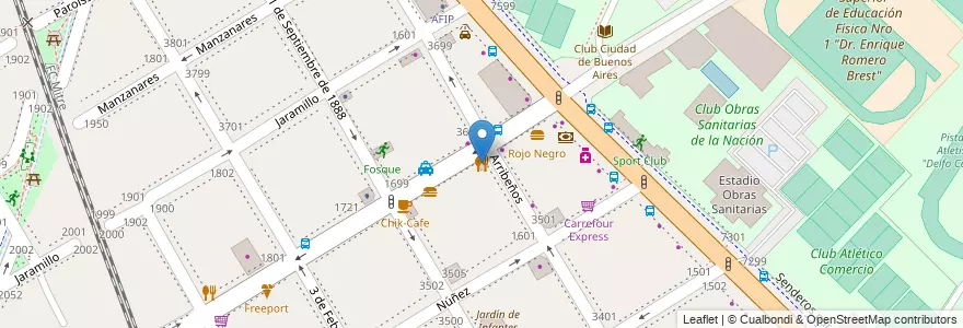 Mapa de ubicacion de Los Amigos Pizza, Nuñez en 阿根廷, Ciudad Autónoma De Buenos Aires, 布宜诺斯艾利斯, Comuna 13.