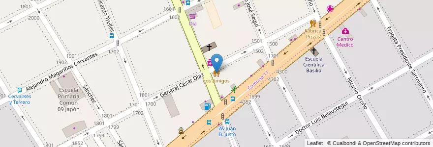 Mapa de ubicacion de Los Amigos, Villa General Mitre en آرژانتین, Ciudad Autónoma De Buenos Aires, Buenos Aires.