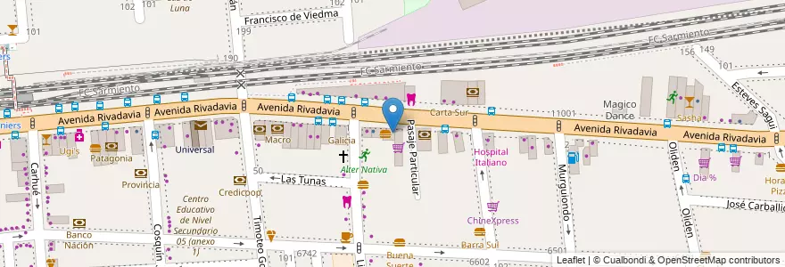 Mapa de ubicacion de Los Amores, Liniers en 阿根廷, Ciudad Autónoma De Buenos Aires, Comuna 9, 布宜诺斯艾利斯.