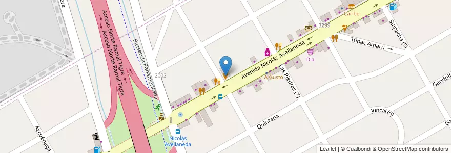 Mapa de ubicacion de Los Amores en Argentina, Buenos Aires, Partido De San Fernando, Victoria.
