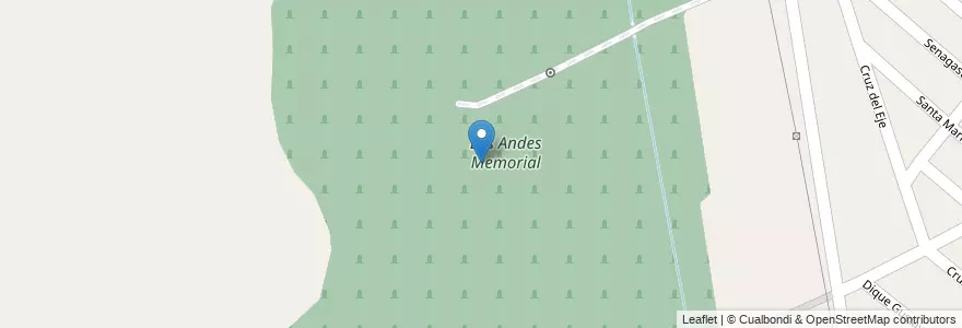Mapa de ubicacion de Los Andes Memorial en アルゼンチン, チリ, メンドーサ州, Godoy Cruz, Departamento Godoy Cruz, Distrito Presidente Sarmiento.