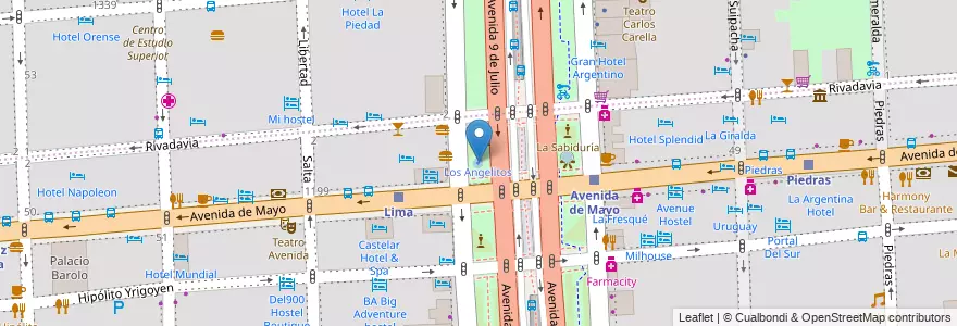 Mapa de ubicacion de Los Angelitos, Montserrat en Argentine, Ciudad Autónoma De Buenos Aires, Comuna 1, Buenos Aires.