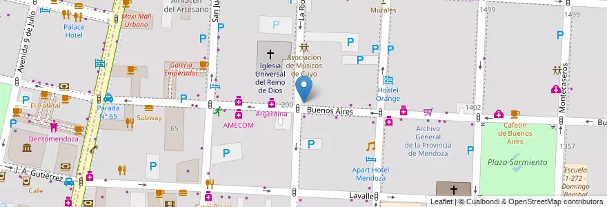 Mapa de ubicacion de Los Angelitos Teatro Bar en الأرجنتين, تشيلي, Mendoza, Departamento Capital, Ciudad De Mendoza, Sección 3ª Parque O'Higgins.