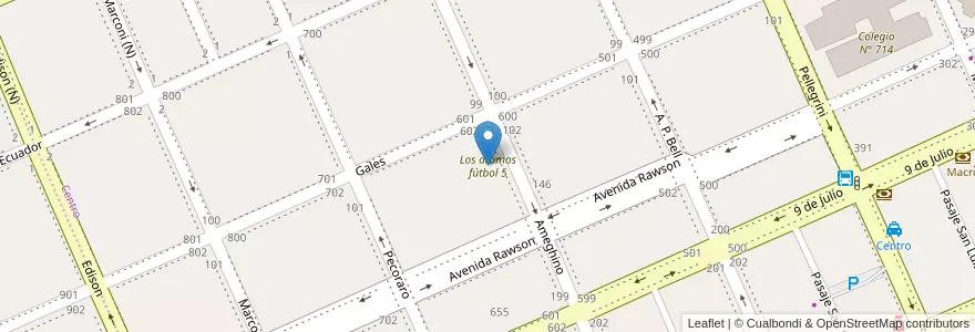 Mapa de ubicacion de Los aromos fútbol 5 en Argentine, Chubut, Trelew, Departamento Rawson.