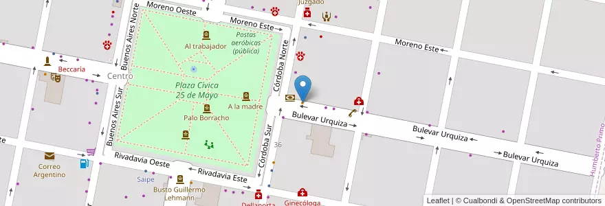 Mapa de ubicacion de Los Bancos en Arjantin, Santa Fe, Departamento Castellanos, Municipio De Humberto Primo, Humberto Primo.