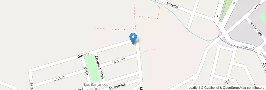 Mapa de ubicacion de Los Barrancos en アルゼンチン, チリ, メンドーサ州, Godoy Cruz, Departamento Godoy Cruz, Distrito Presidente Sarmiento.
