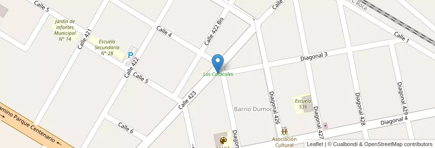 Mapa de ubicacion de Los Caracoles, Villa Elisa en Arjantin, Buenos Aires, Partido De La Plata, Villa Elisa.