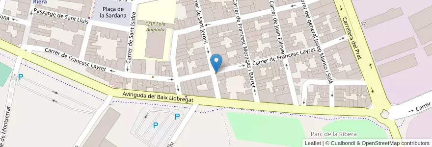 Mapa de ubicacion de LOS CAZADORES en スペイン, カタルーニャ州, Barcelona, Baix Llobregat, Cornellà De Llobregat.