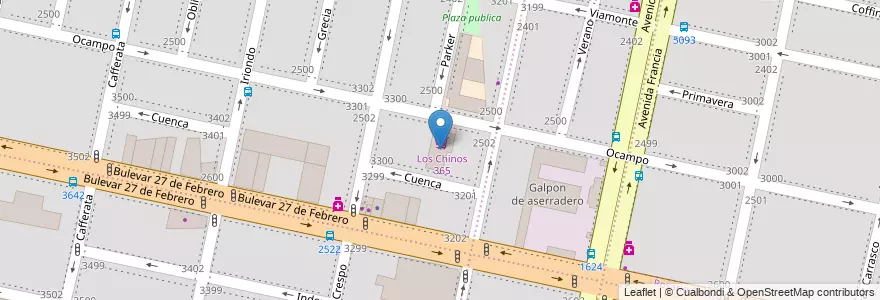 Mapa de ubicacion de Los Chinos 365 en 阿根廷, Santa Fe, Departamento Rosario, Municipio De Rosario, 罗萨里奥.