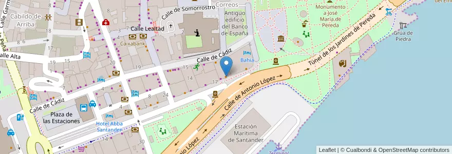 Mapa de ubicacion de Los Cien Montaditos en إسبانيا, كانتابريا, منطقة كانتابريا, Santander, Santander.