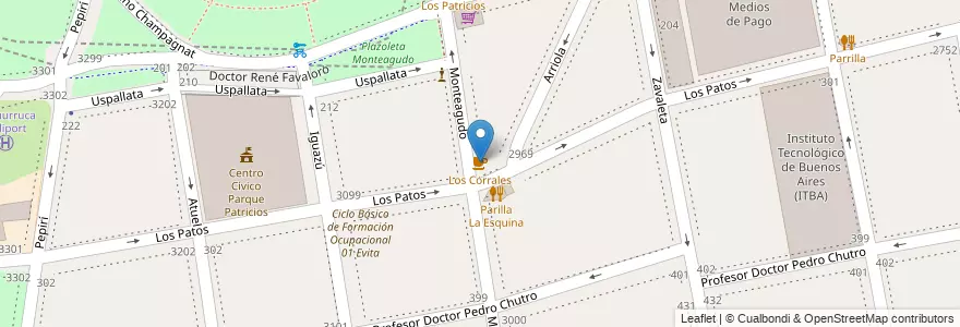 Mapa de ubicacion de Los Corrales, Parque Patricios en Argentinië, Ciudad Autónoma De Buenos Aires, Comuna 4, Buenos Aires.