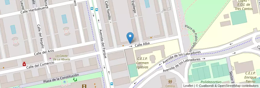 Mapa de ubicacion de Los Diablillos en 西班牙, Comunidad De Madrid, Comunidad De Madrid, Área Metropolitana De Madrid Y Corredor Del Henares, Tres Cantos.